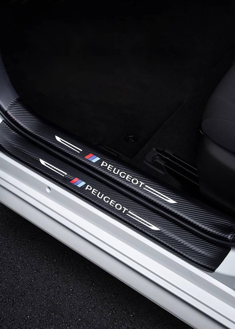 Auto Einstiegsleisten Schutzfolie für Peugeot 508l- 8-Teiliges Set Auto Carbon Fiber Türschwelle Pedal Aufkleber Willkommen Pedalschutz Schwellenaufkleber Kratzfest Lackschutz Aufkleber (508l) von JOHLCR