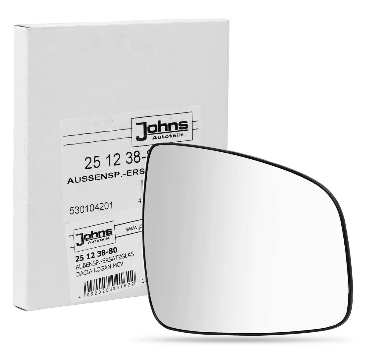 JOHNS Außenspiegelglas DACIA 25 12 38-80 6001549717 Spiegelglas,Spiegelglas, Außenspiegel von JOHNS