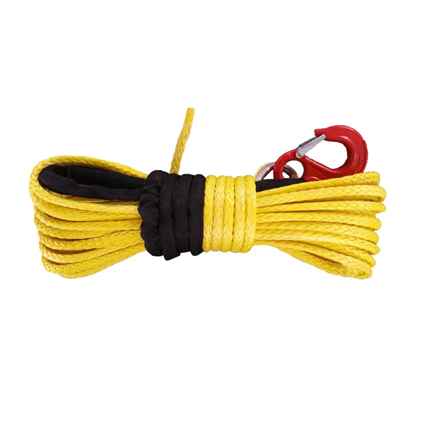 Seilwinde Windenseil, 12 mm x 30 m Synthetisches Winden-LKW-Abschleppseil mit Hakenkausche und Schutzhülle,für ATV UTV SUV LKW Boot Offroad(Yellow) von JOJIDE