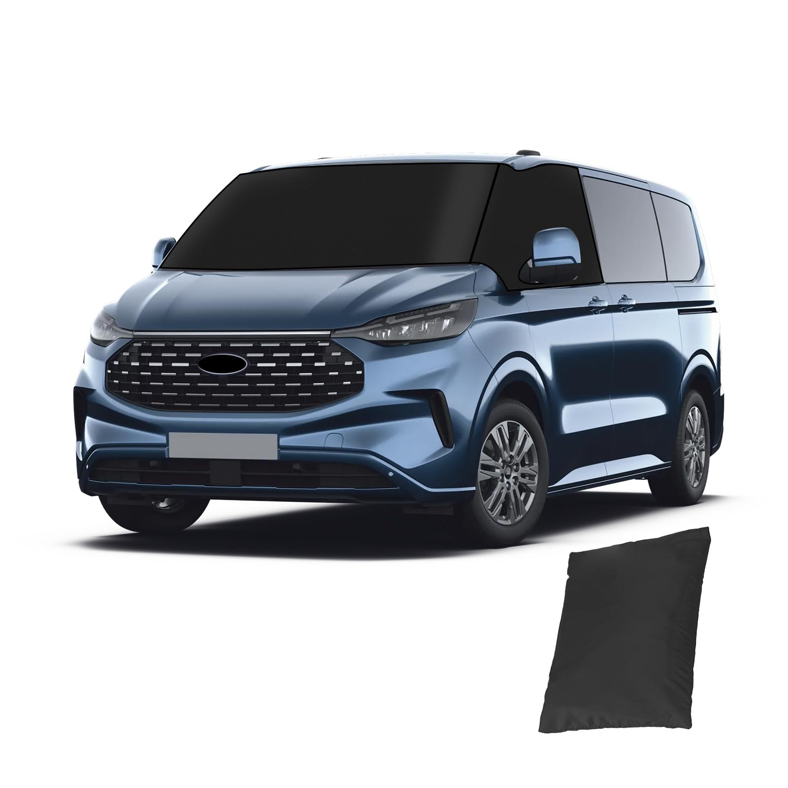 Frontscheibenabdeckung passend für Ford Transit Custom 2012–2024, 600D Verdunkelung, wasserdicht, Auto-Windschutzscheibenabdeckung, Frostschutz, wetterfester Vorhang, Campingabdeckung von JOJOCY