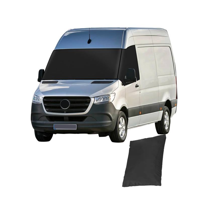 Frontscheibenabdeckung passend für Mercedes Sprinter 2019-2024, 600D Verdunkelung wasserdichte Auto-Windschutzscheibenabdeckung, Frostschutz, wetterfester Vorhang, Campingabdeckung von JOJOCY