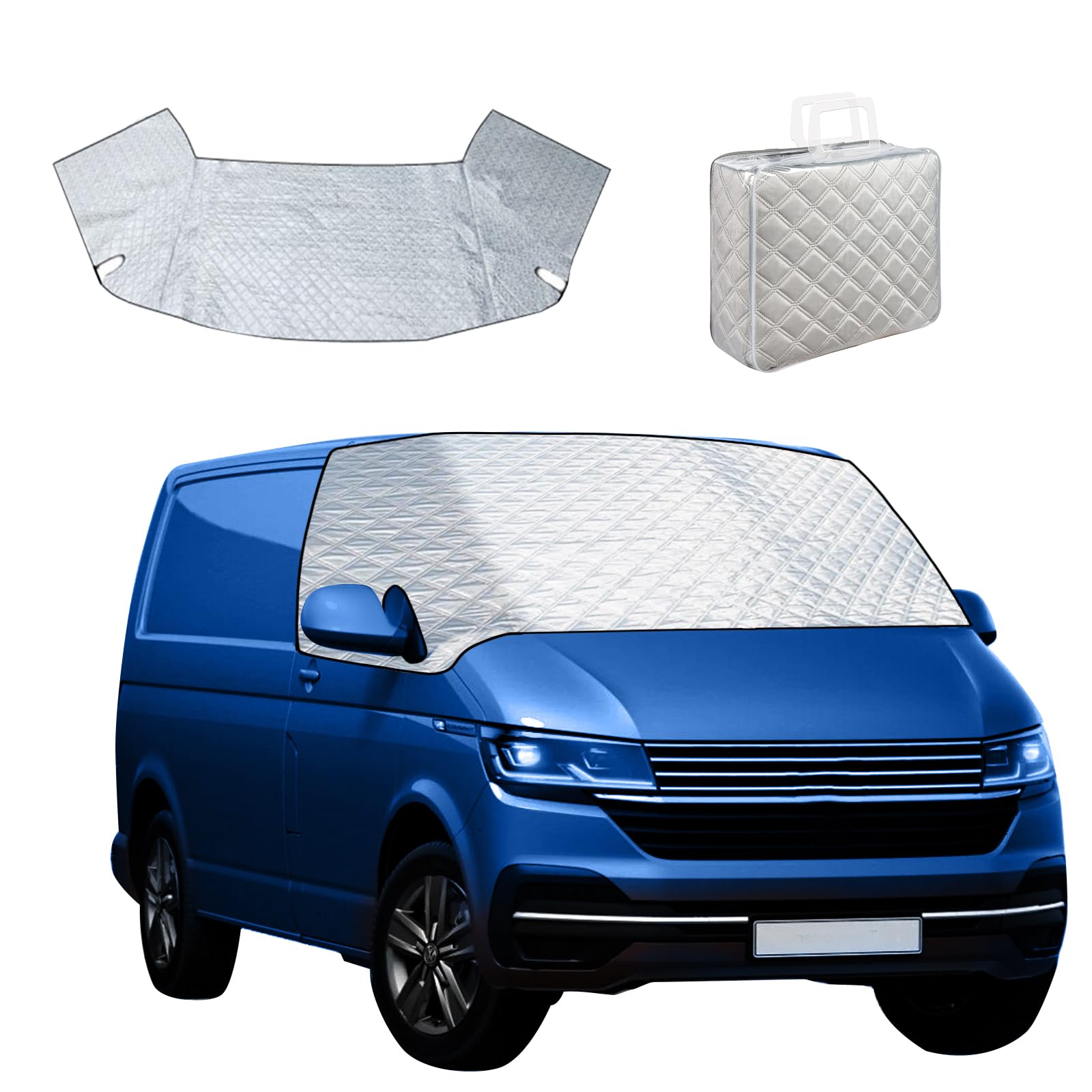 Scheibenabdeckung für VW T4 1995-2004, Frontscheibe Sonnenschutz Anti-UV/Frost/Eisfensterabdeckung, Auto Wärmematte Windschutzscheiben-Wickelabdeckung für VW T4 (VW T4 1995-2004) von JOJOCY