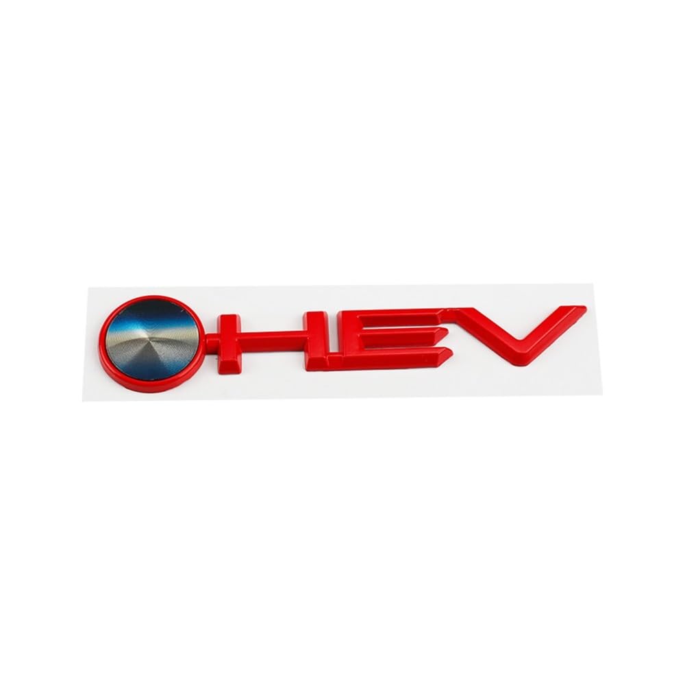 Auto-3D-Metall-HEV-Logo, Kofferraum-Emblem, Aufkleber für Camry 9. 2024 Highlander Granvia Sienna Avalon Zubehör (rot, große Größe) von JOJTETTY