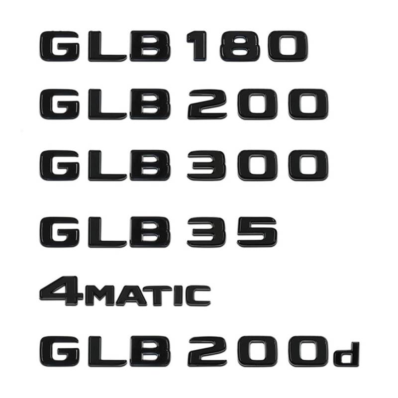 Auto-Kofferraum-Logo, Emblem, Aufkleber für GLB GLB35 GLB180 GLB200 GLB220 GLB250 GLB260 GLB300 X247 (glänzend schwarz, GLB220) von JOJTETTY