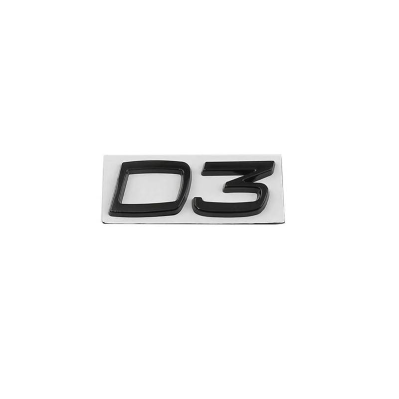 Auto Metall D2 D3 D4 D5 D6 D7 Wörter Logo Badge Emblem Aufkleber für S40 S60 S80 S90 XC40 XC60 XC90 V40 V60 V70 V90 C30 (D3 glänzend schwarz) von JOJTETTY