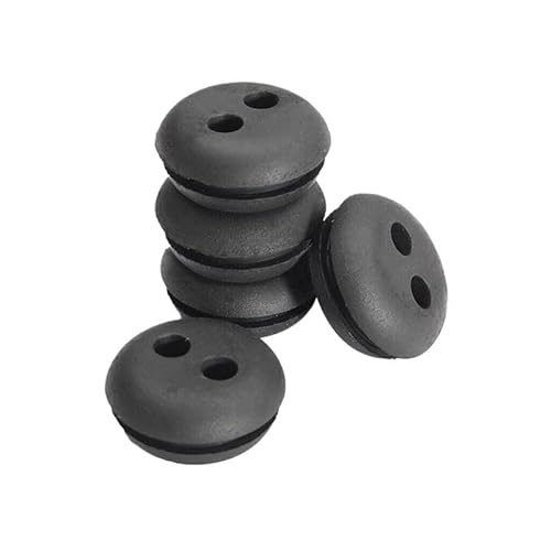 5/10 stücke 2-Loch Schwarz Gummi Kraftstoff Gas Tank Linie Tülle for Home Trimmer Rasenmäher Ersatz Zubehör(10pcs) von JOLGRDWS