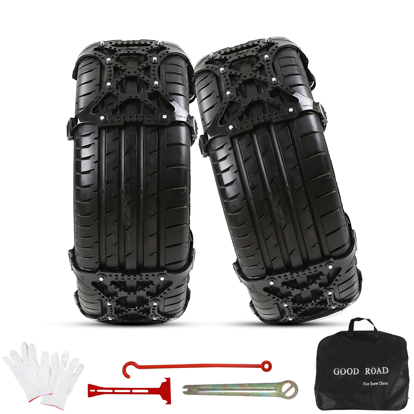 JOLIGAEA Schneeketten, 6 Stück Universal Schneeketten für Auto Winter, Schneeketten Schnellmontage Auto, Geeignet für Reifenbreite 165-265 mm / 6,5" - 10.43" Schneeketten für meisten PKW LKW SUV von JOLIGAEA