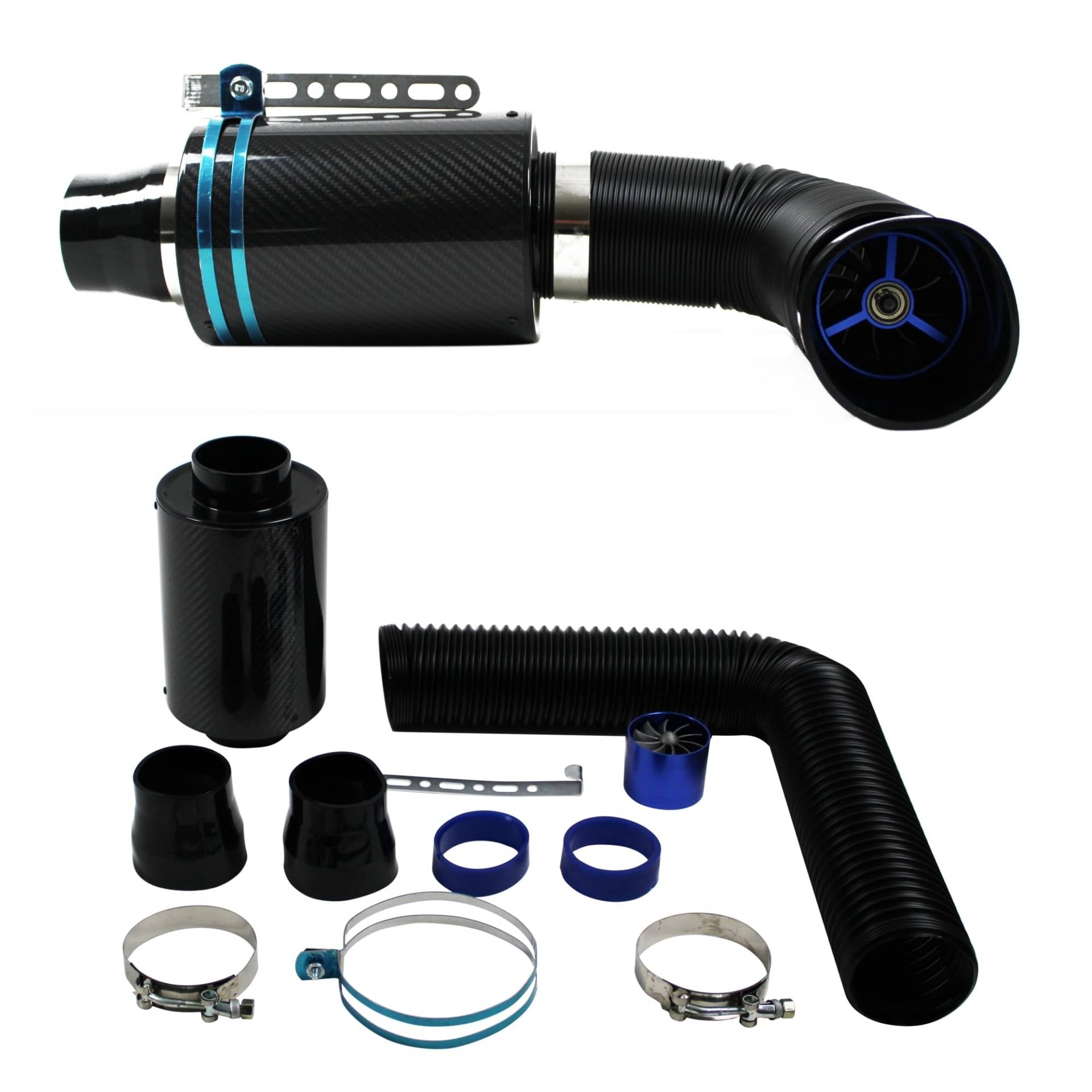 JOM Car Parts & Car Hifi GmbH 40304 Carbon Power Sportluftfilter Airbox Air Intake incl.Flex Schlauch universal Set von JOM Car Parts & Car Hifi GmbH