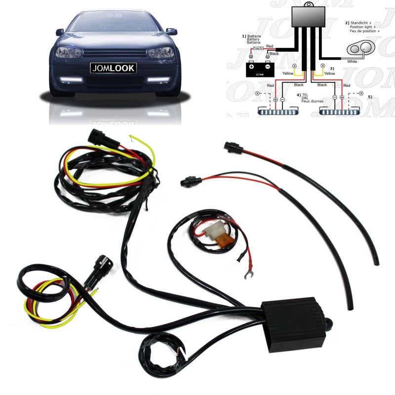 JOM Car Parts & Car Hifi GmbH 7124 Tagfahrlicht - Modul mit automatischer Zündungserkennung, Dimm- und ComingHome Funktion, für 12V LED-TFL von JOM Car Parts & Car Hifi GmbH