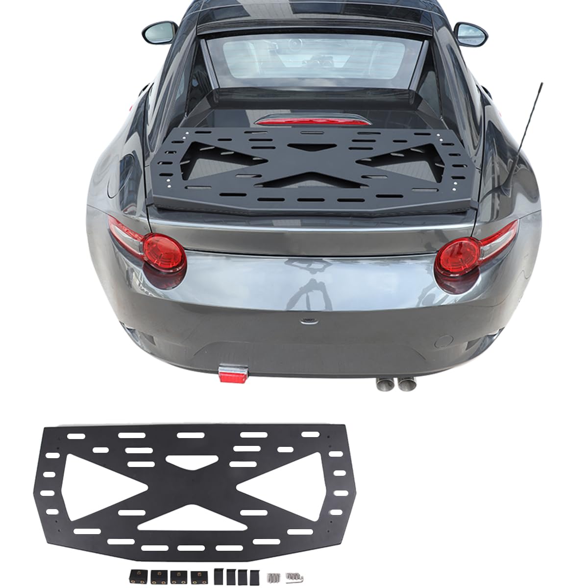 Aluminium Modular Storage Panel System hinteren Kofferraum Molle Panel Innenraum Cargo Rack für MX-5 ND 2015-2023 Auto Kofferraum Lagerung Regal, Auto Kofferraum Gepäckhalter Carrier Zubehör (Stil A) von JONKOKO