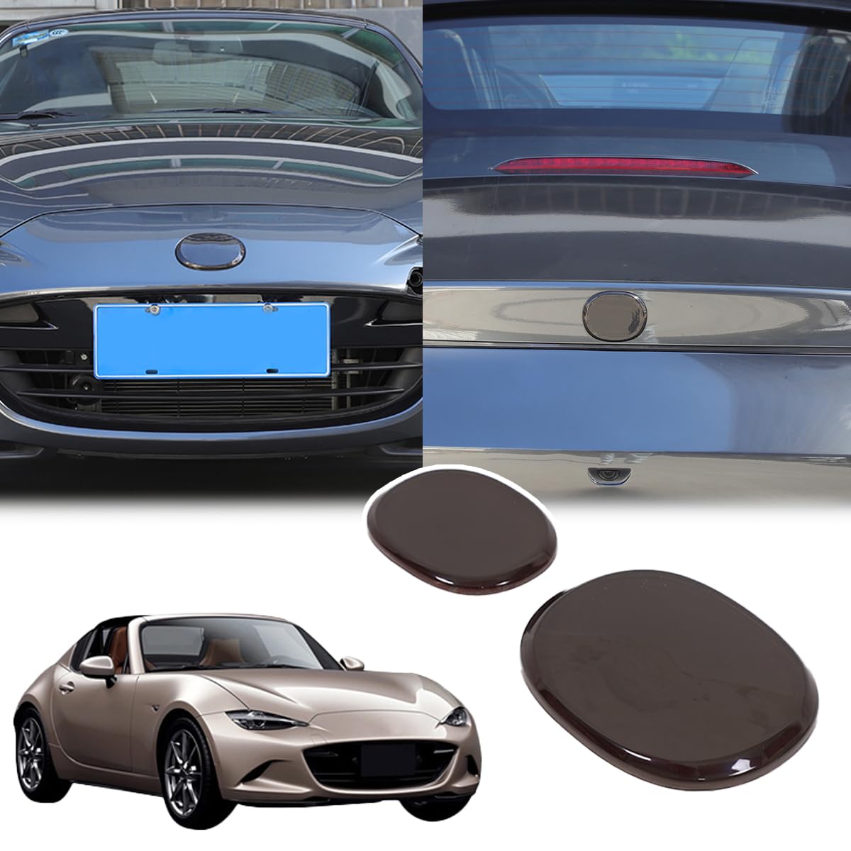 Auto-Emblem-Abdeckungen für Vorder- und Rückseite, kompatibel mit M@zda MX-5 ND 2016–2025, Frontgrill und Heckklappe, Emblem-Abdeckung, Zubehör für Vorder- und Hinterseite von JONKOKO