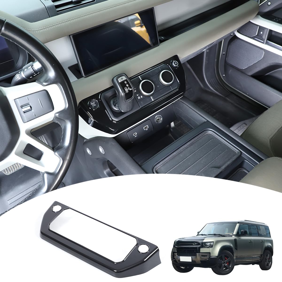 Car Central Control Volume Mode Button Frame Kompatibel mit Defender 90 110 130 2020-2025 Klimaanlage Rahmen Panel Abdeckung Verkleidung Innenraum Zubehör (Piano Black) von JONKOKO