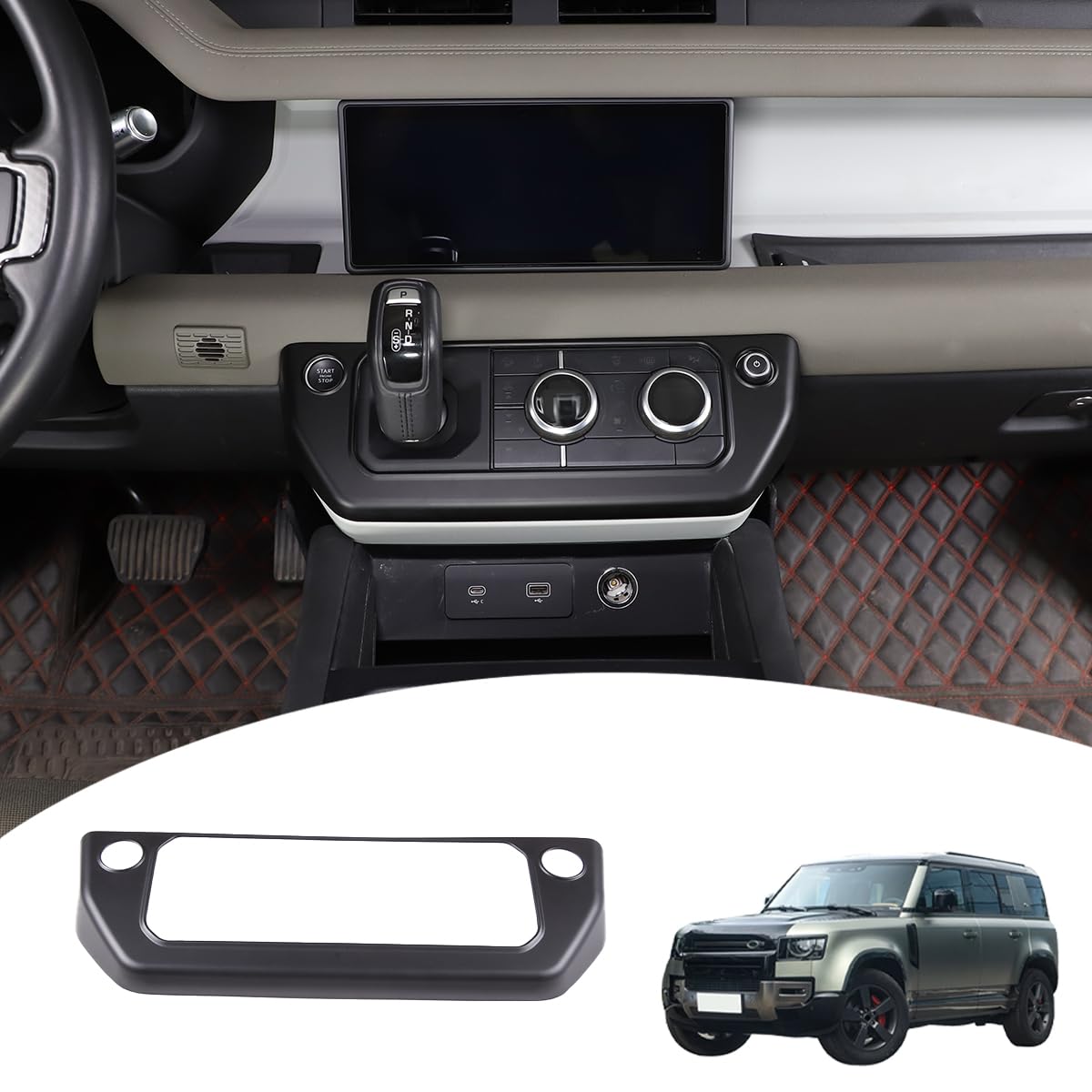 Car Central Control Volume Mode Button Frame Kompatibel mit Defender 90 110 130 2020-2025 Klimaanlage Rahmen Panel Abdeckung Verkleidung Innenraum Zubehör (mattschwarz) von JONKOKO