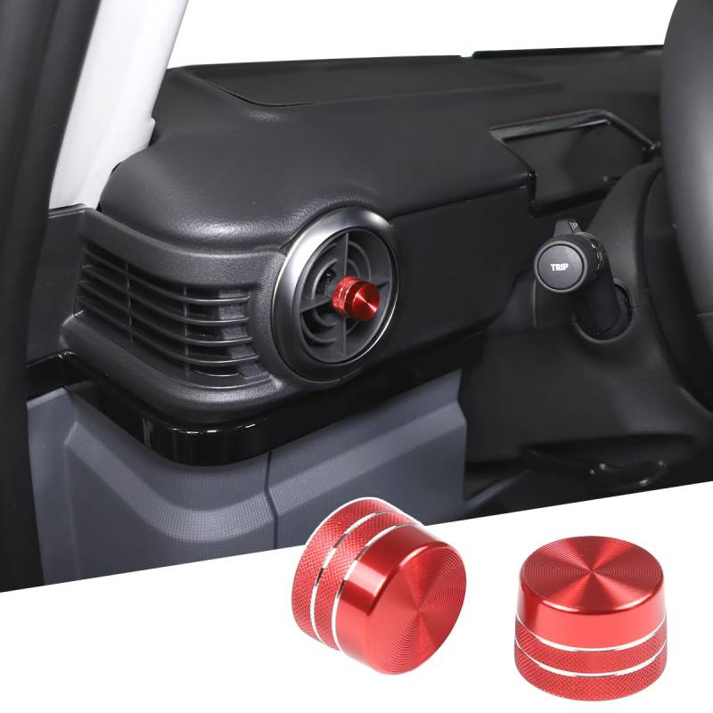 Legierung Auto Scheinwerfer Schalter Knopf Abdeckung Trim Für Ineos Grenadier 2020-2024 Air Vent Lever Cover Wind Outlet Knob Dekoration Trims (Rot, Auto Air Side Outlet Vent Trim Cover) von JONKOKO