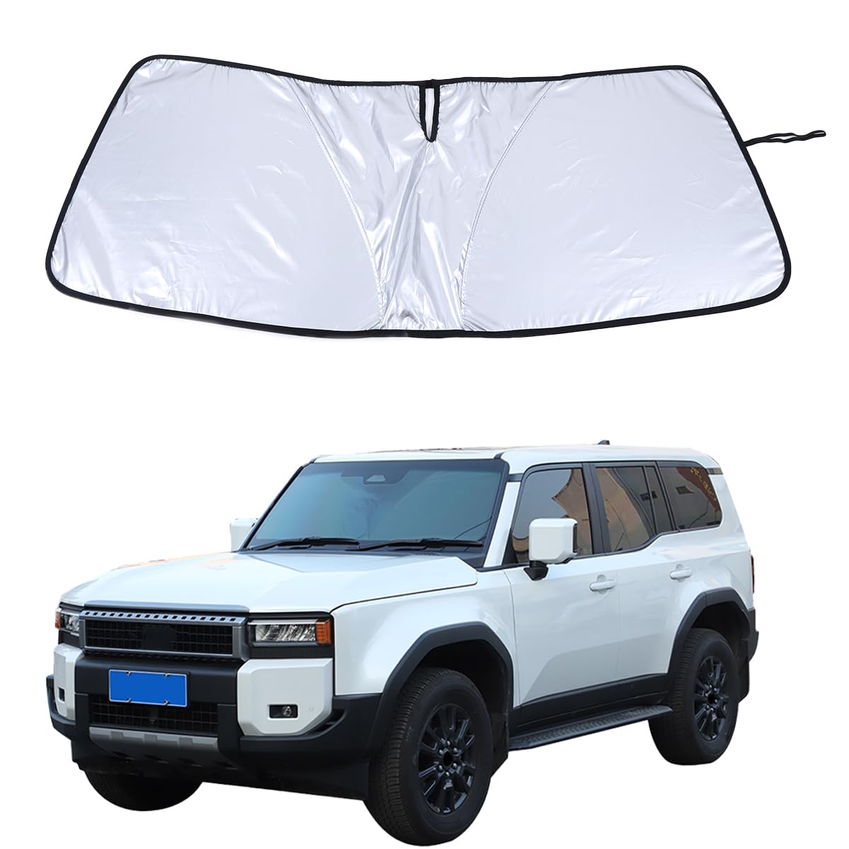 Sonnenschutz für die Windschutzscheibe, Auto-Sonnenschutz, volle Heckscheibe, kompatibel mit Toyota Land Cruiser Prado FJ150 2003–2009, Vollfenster UV-Strahlen Sonnenblende Schutz von JONKOKO