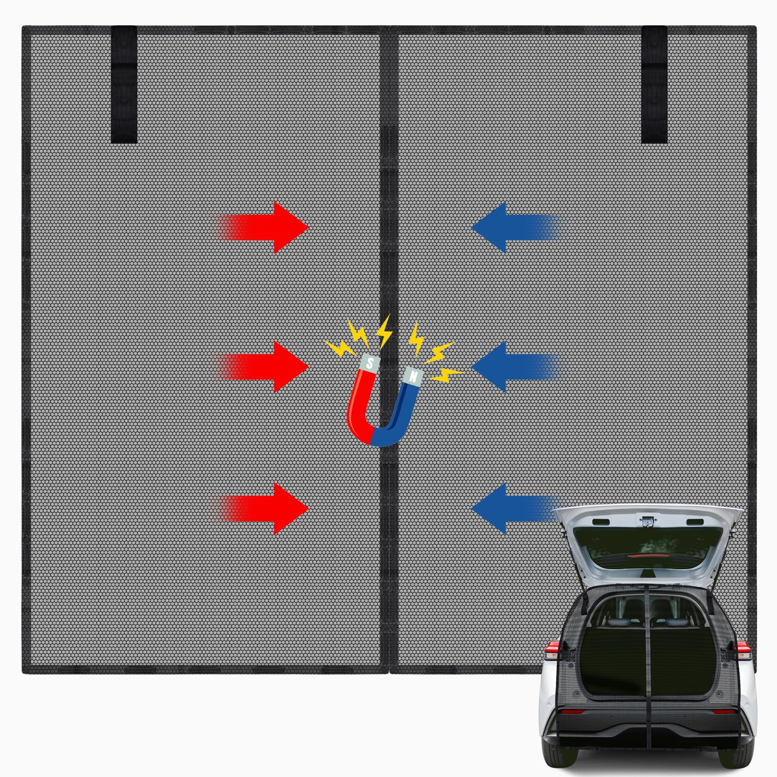 JONRRYIN Flügeltür Kofferraumabdeckung Sonnenschutz Magnetisch, Heckklappe Auto, 180 * 150cm, Sonnenschutz Vorhänge Moskitonetz für Dach Caravan Wohnmobil Wohnwagen Camping Zubehör von JONRRYIN