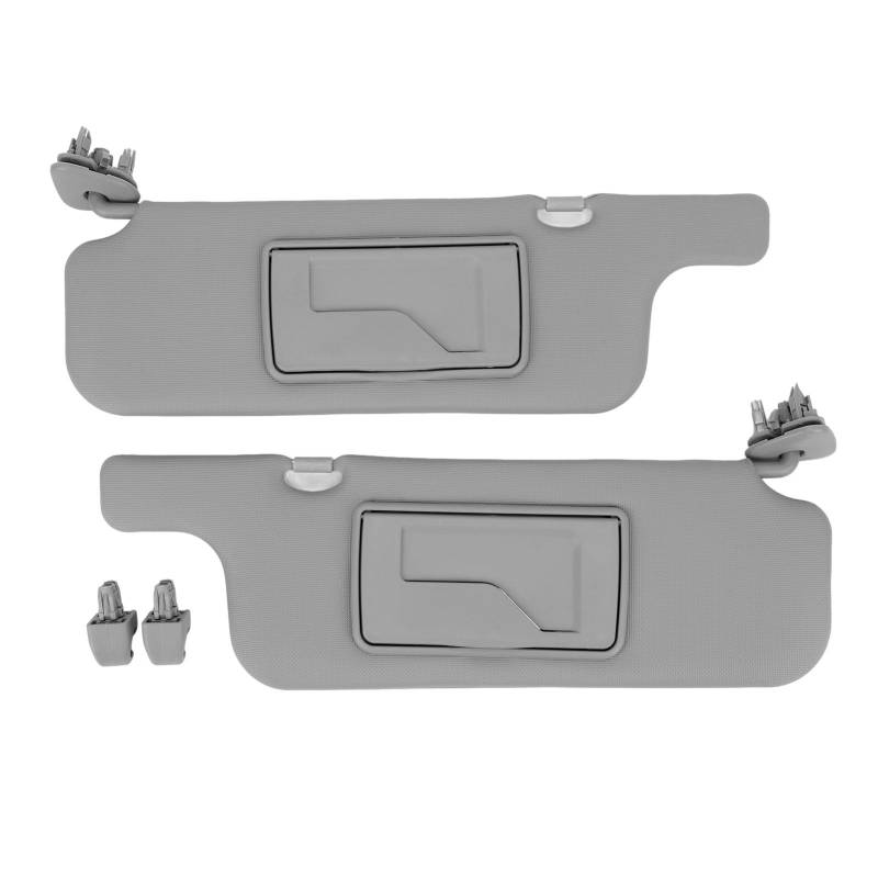 Paar Sonnenblenden-Baugruppe, Grau, Universelles Sonnenschutz-ABS-Spiegel-Sonnenblenden-Ersatzzubehör für E120 E130 2001–2007, Neunte Generation, LHD-Auto von JOROBURO