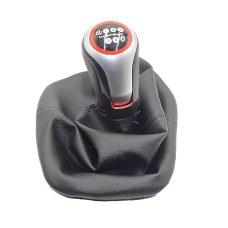 JOVERI 5 6 Gang Schaltknauf Hebel Schaltmanschette PU-Leder, for Seat, Leon Toledo 1999-2001 Schaltknauf Auto-Schalthebelabdeckung(Black R123456 Speed Type 2) von JOVERI