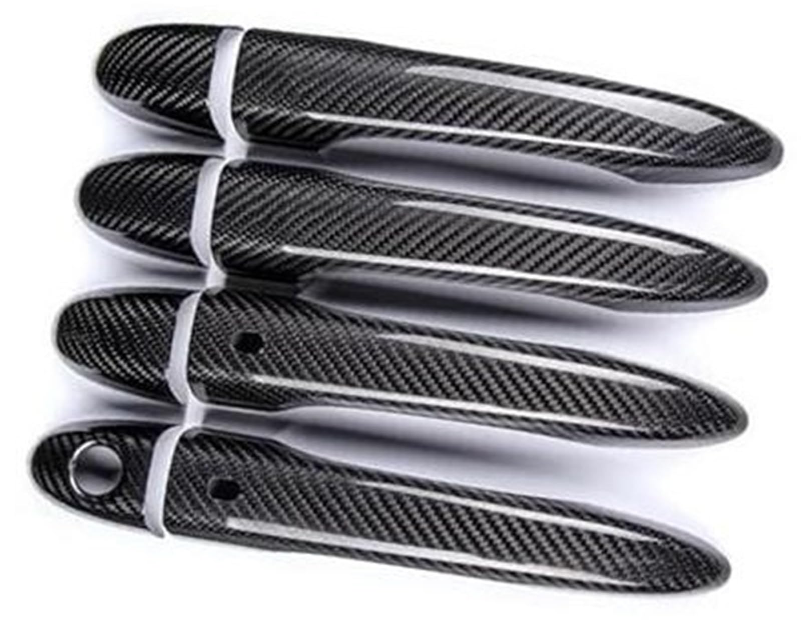 JOVERI Auto-Außentürgriff, for Maserati, for Ghibli, for Quattroporte, for Levante LHD Car Styling 8-teilige Carbonfaser-Autoabdeckung Türgriffschutz für Fahrzeuge(Black Front dr with Sensor) von JOVERI