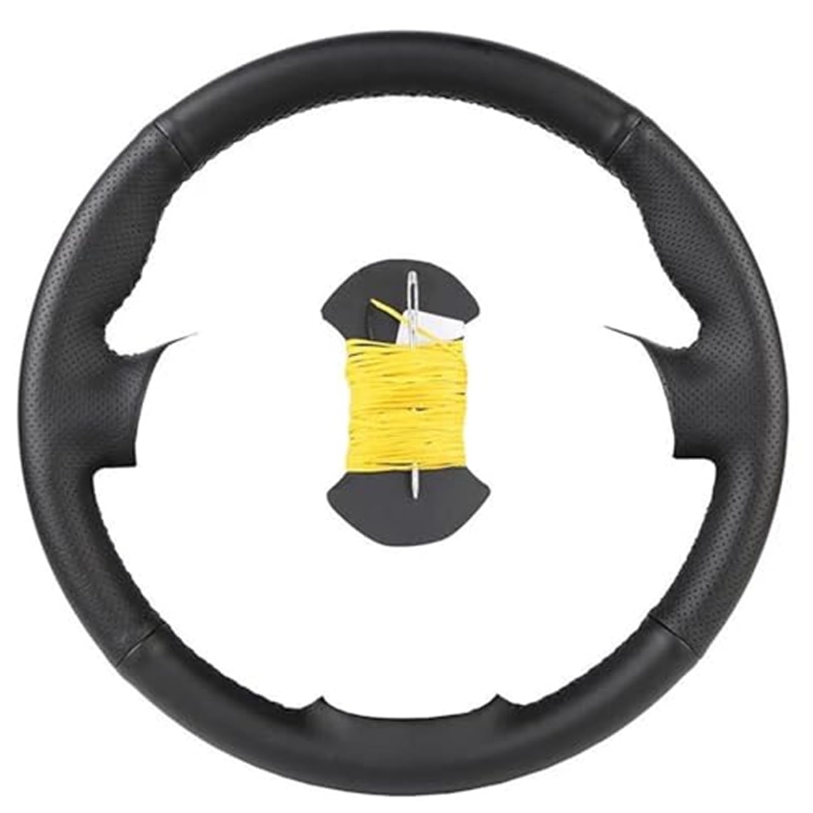 JOVERI Auto-Lenkradbezug, for, E60 E61 530d 545i 550i E63 E64 630i 645Ci 650i, Leder-Lenkradhülle nach Maß Auto-Lenkradabdeckung(Black Yellow Thread) von JOVERI