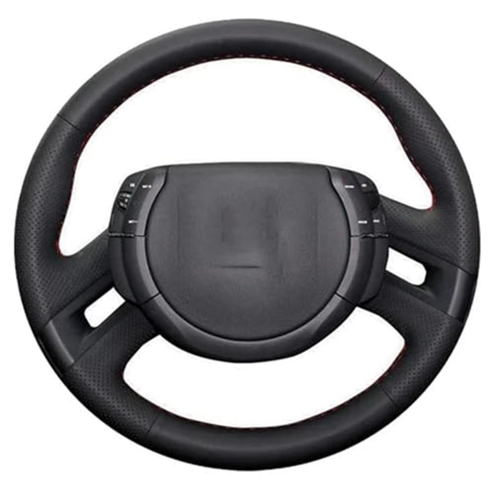 JOVERI Auto-Lenkradbezug, for Citroen, for C4, for Picasso 2007–2013, Lenkwickelzubehör, Kunstleder, handgenäht Auto-Lenkradabdeckung(Black Black Thread) von JOVERI