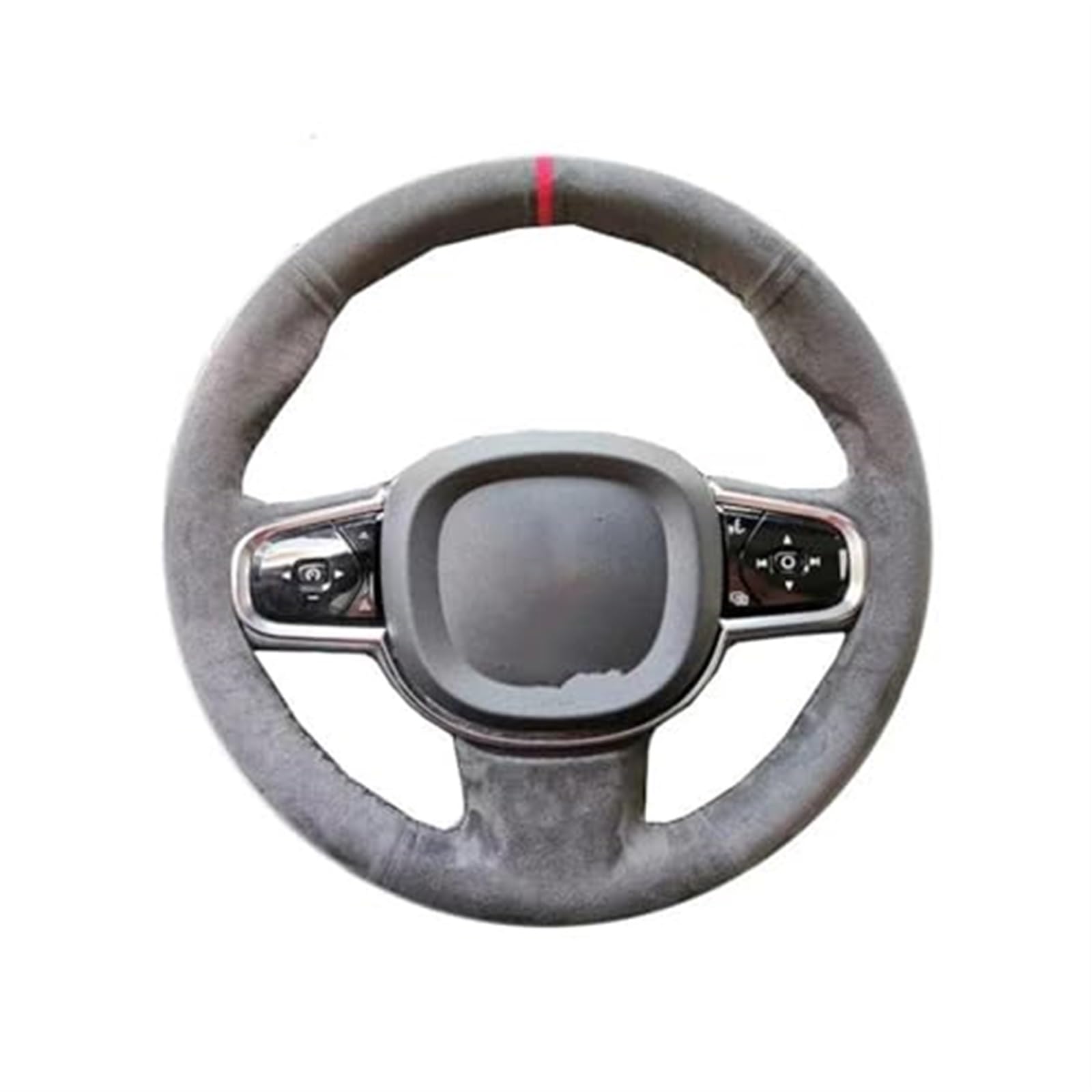 JOVERI Auto-Lenkradbezug, for Volvo, for S90 V90 XC90 2015 2016 2017 2018 2019 XC60 S60 V60 2018 2019, Handnähen, Schwarz Auto-Lenkradabdeckung(Black White Thread) von JOVERI