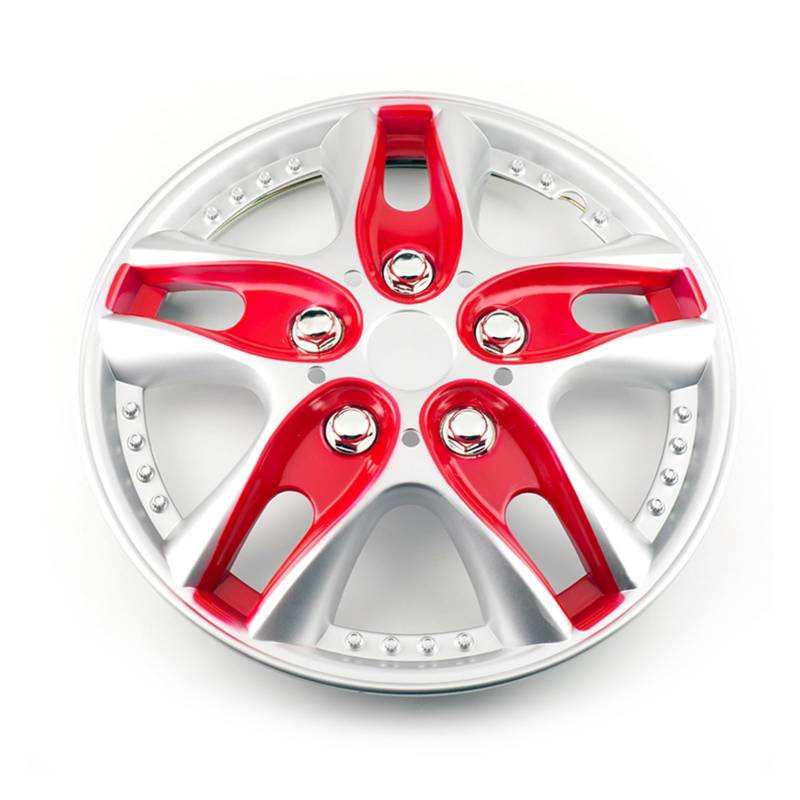 JOVERI Schwarz Rot 1 Stück 12 "Rad Center Cap R12 Felge Center Cover Hub Cap mit 5 Rad Speichen Auto Refit Radkappen-Set(Red) von JOVERI