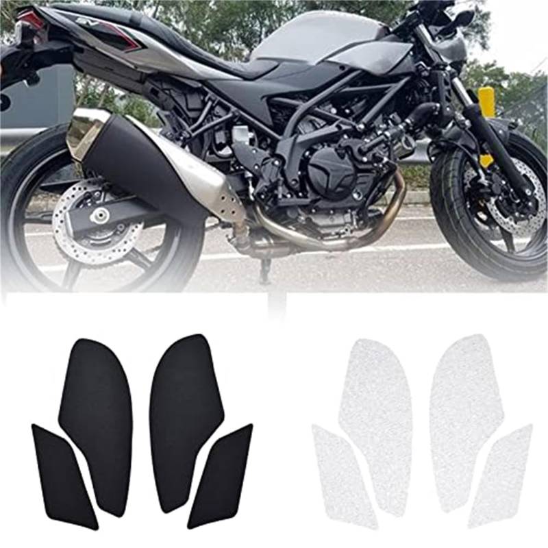 JOVERI for Suzuki, for SV 650 ABS 2017 2018 SV650 SV 650 ABS Tank Grip Side Decals Motorrad Anti Slip Tank Pad Aufkleber SV 650 Zubehör 17 18 Rutschfestes Motorrad-Tankpad(Black Clear) von JOVERI