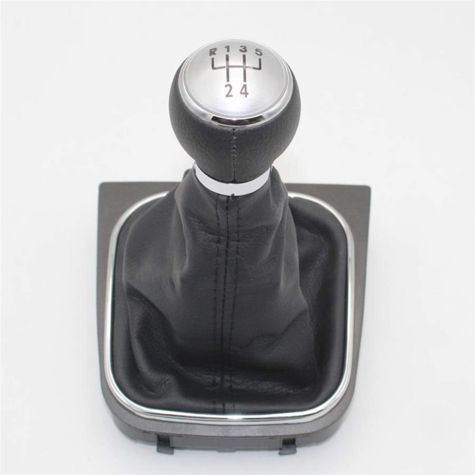 JOVERI for VW, for Golf 5 MK5 R32 GTI GTD 2004 2005 2006 2007 2008 2009. Car-Stying 5-Gang-Auto-Schaltknauf, Ledermanschette, Schwarze Linie Schaltknauf von JOVERI