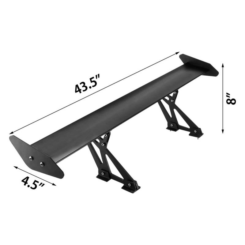 Universelle hintere Flügelverstellbarer mit verstellbaren Halterungen 43/53 im Aluminium -Legierungs -Auto -Spoiler -Tuning -Zubehör, das auf Hinkback -Trunk installiert ist Für Anfänger und Heimwerke von JOXLOVER