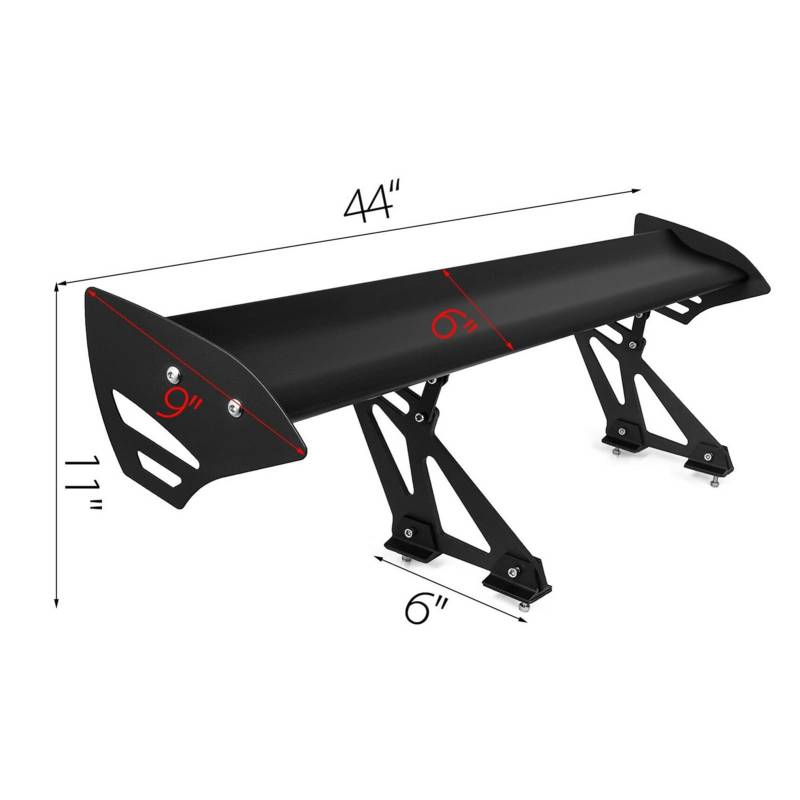 Universelle hintere Flügelverstellbarer mit verstellbaren Halterungen 43/53 im Aluminium -Legierungs -Auto -Spoiler -Tuning -Zubehör, das auf Hinkback -Trunk installiert ist Für Anfänger und Heimwerke von JOXLOVER