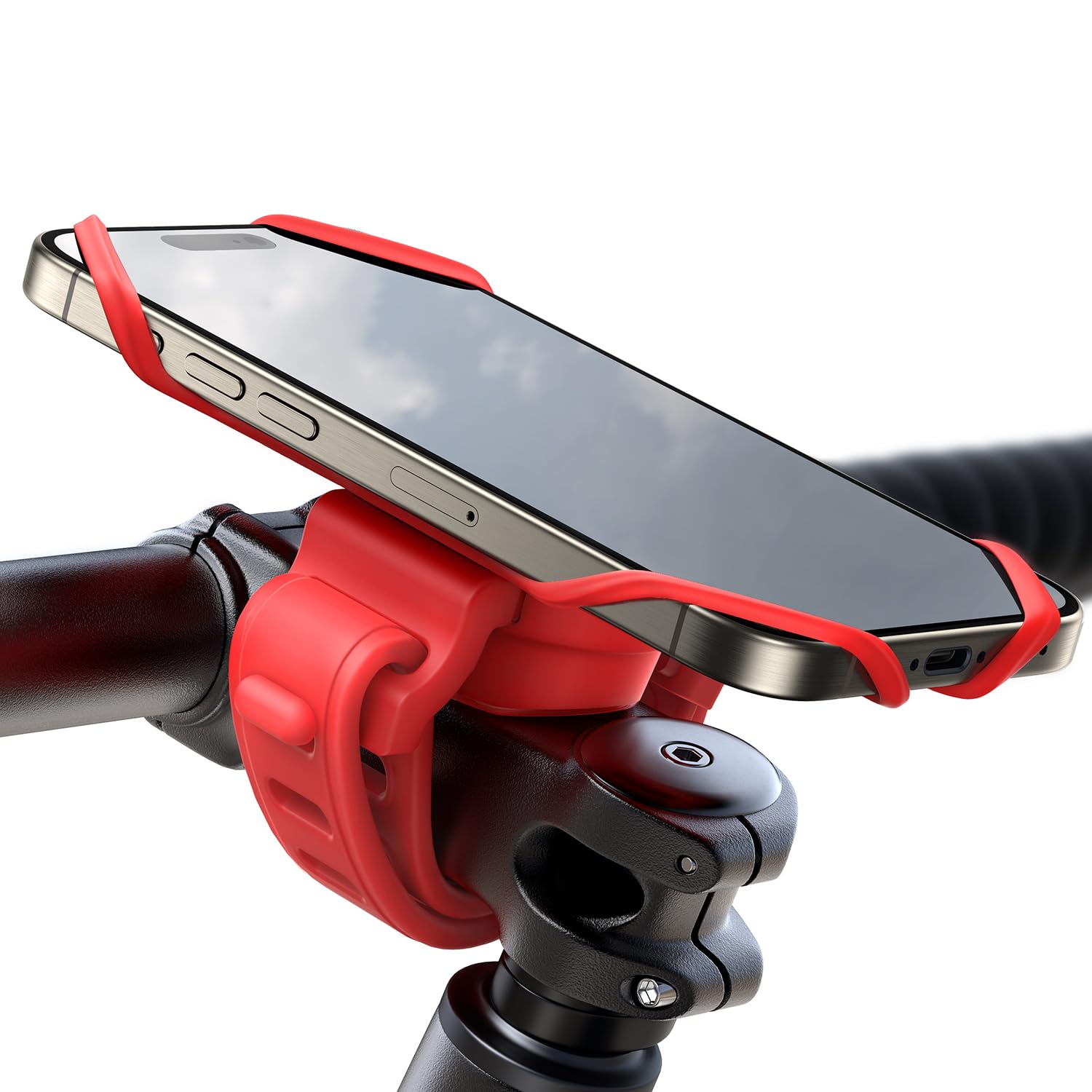 JOYROOM Handyhalterung Fahrrad 𝟐𝟎𝟐𝟒 Neueste 【Silicone Stoßdämpfung】 Handyhalterung Motorrad 360° Drehbare Lenker Halter für Rennrad, E Scooter, Kinderwagen, für iPhone Smartphone 4,0-7,2 Zoll, Rot von JOYROOM