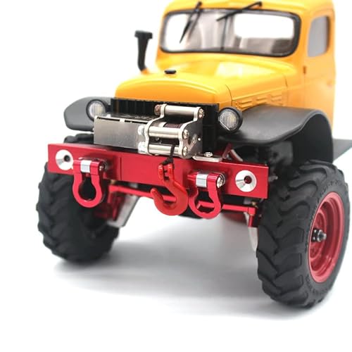 Frontstoßstangen-Set für FMS 1/24 Power Wagon FCX24 RC Auto, Aluminiumlegierung Frontstoßstangenhalterung mit Haken Abschleppanhänger Fallkupplung (Rot) von JOYSOG