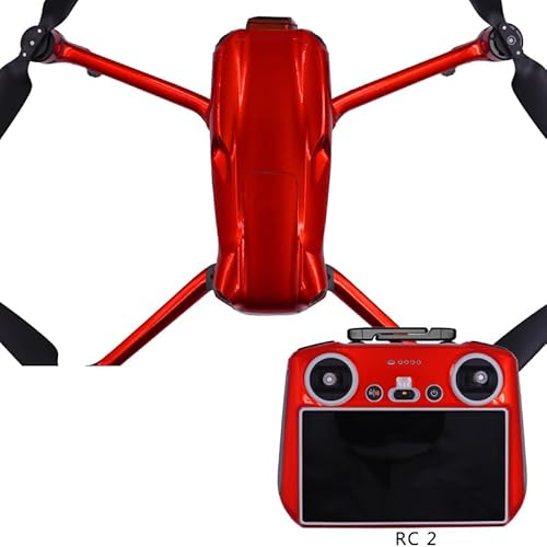 JOYSOG PVC Wasserdichte Schutzfolien Aufkleber für DJI Air 3 Drohne Körper & RC 2 Fernbedienung Aufkleber Aufkleber Dekoration Schutz Zubehör (fluoreszierendes rot) von JOYSOG