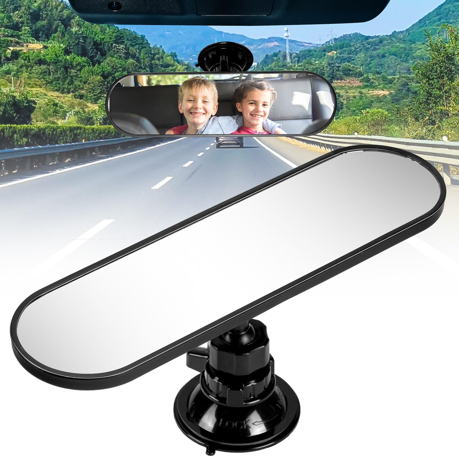 JOYTUTUS Rückspiegel Auto mit Saugnapf, Universal Auto Panorama Rückspiegel, Auto Innenspiegel zum Aufstecken, Autospiegel für Fahrprüfung, Rückspiegel für Auto SUV Trucks(220 x 60 mm) von JOYTUTUS