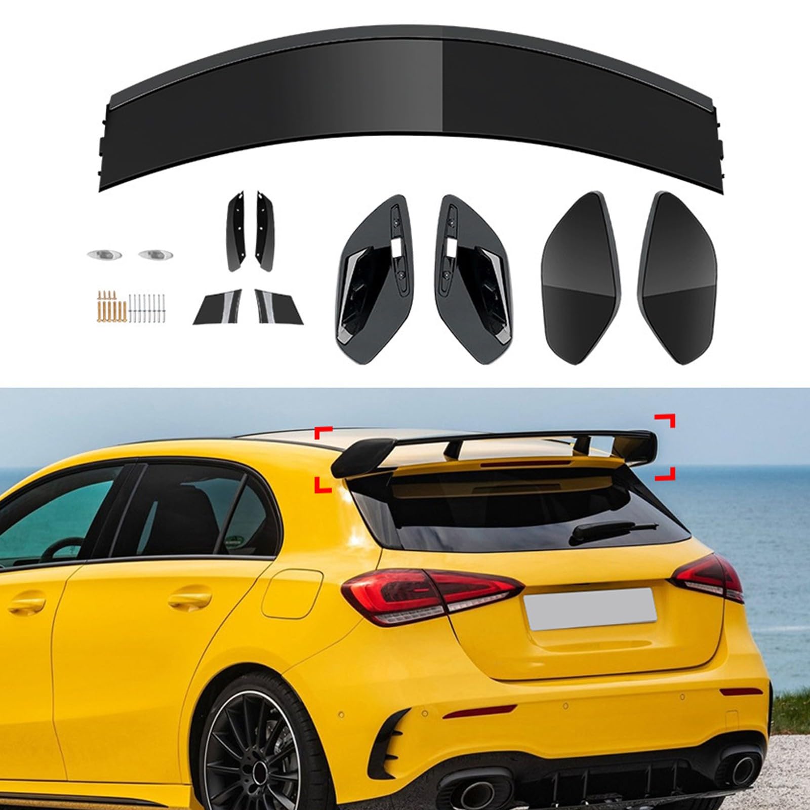 JPDEDIAN Wing Autospoiler für 𝖬𝖾𝗋𝖼𝖾𝖽𝖾𝗌-𝖡𝖾𝗇𝗓 A-Class W177 A180 A200 A220 A260 AMG Heckspoiler ABS-Material Spoiler Auto Schutz, Schwarz(Color:A) von JPDEDIAN