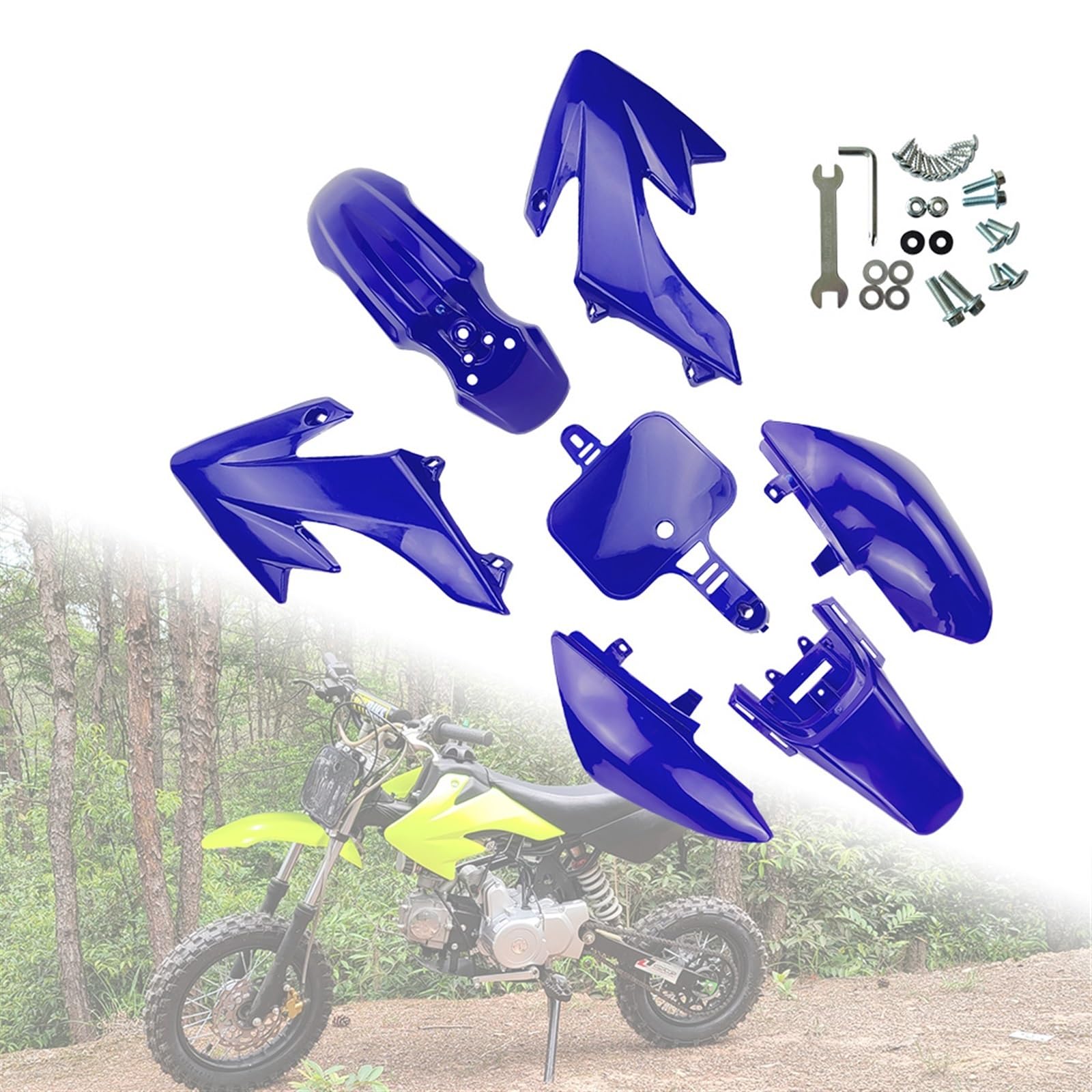 JPLZOM Kunststoff-Verkleidungskörper-Kits passend for CRF50 XR50, CRF 50 Pit Dirt Motor Trail Bike 50cc 70cc 90cc 110cc 125cc 140 Motorradverkleidungs-Kits(Blue) von JPLZOM