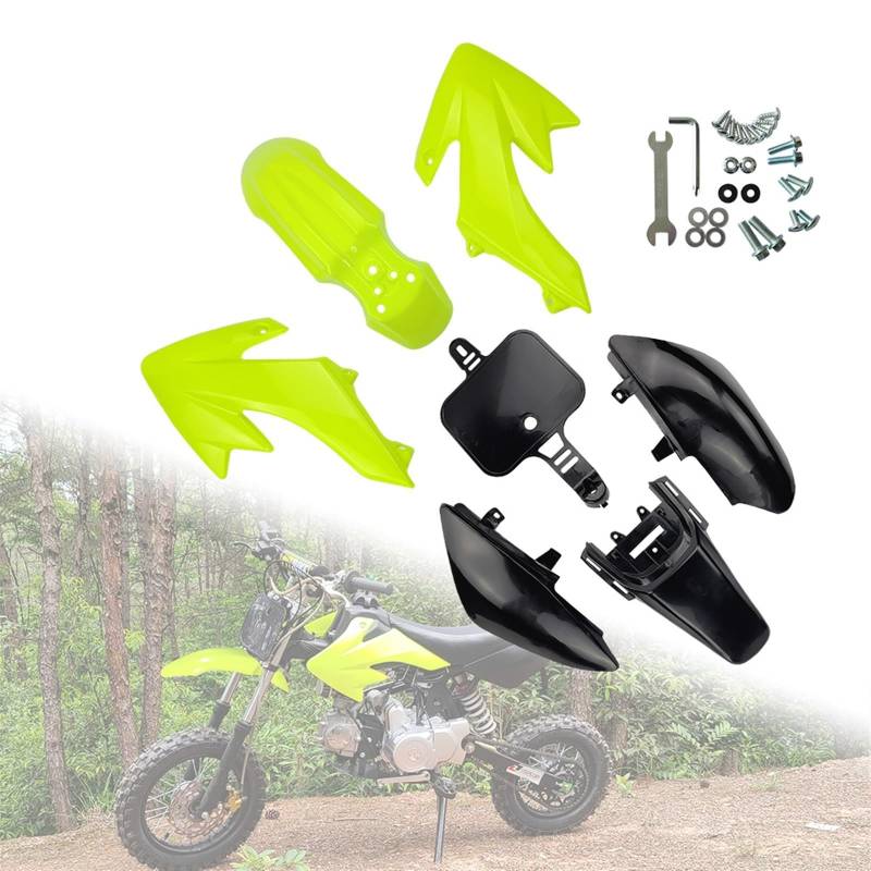 JPLZOM Kunststoff-Verkleidungskörper-Kits passend for CRF50 XR50, CRF 50 Pit Dirt Motor Trail Bike 50cc 70cc 90cc 110cc 125cc 140 Motorradverkleidungs-Kits(Light Green with BK) von JPLZOM