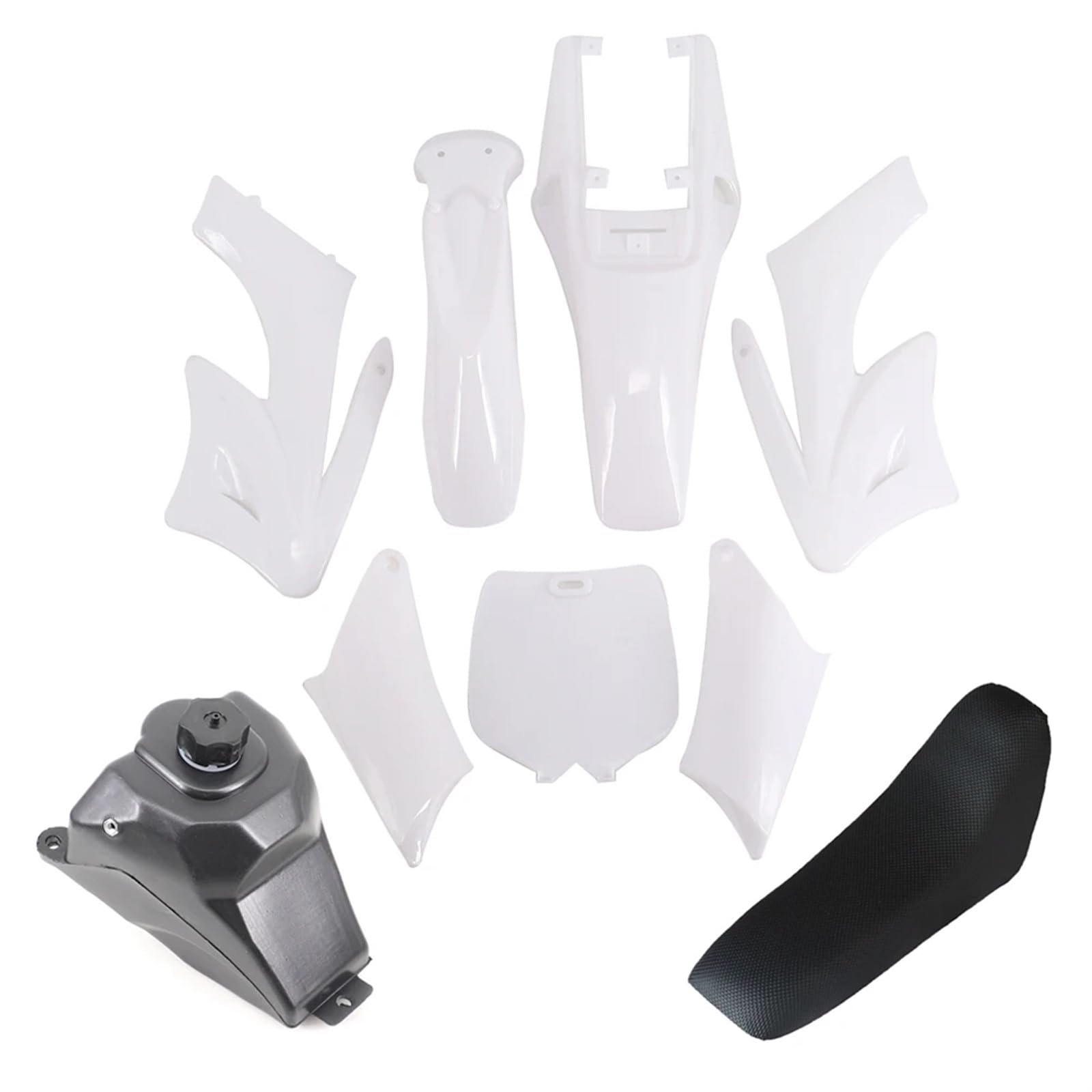 JPLZOM Motorrad-Kunststoffabdeckung, Verkleidungs-Sets, Kotflügel, Kotflügel, for Seat Apollo 47 49cc Motor 2-Takt Kinder Dirt Pocket Bike Zubehör Motorradverkleidungs-Kits(White Kit) von JPLZOM