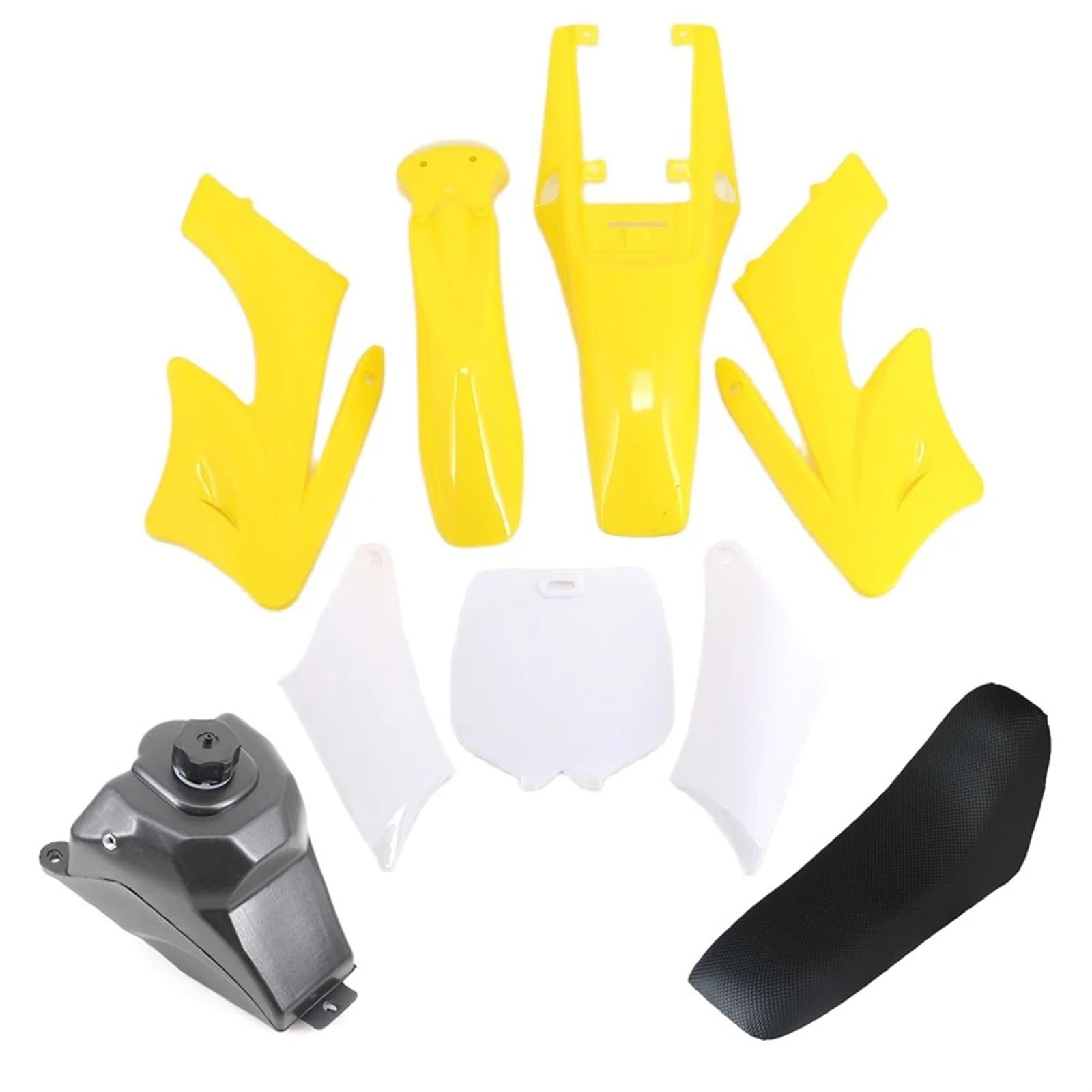 JPLZOM Motorrad-Kunststoffabdeckung, Verkleidungs-Sets, Kotflügel, Kotflügel, for Seat Apollo 47 49cc Motor 2-Takt Kinder Dirt Pocket Bike Zubehör Motorradverkleidungs-Kits(Yellow Kit) von JPLZOM