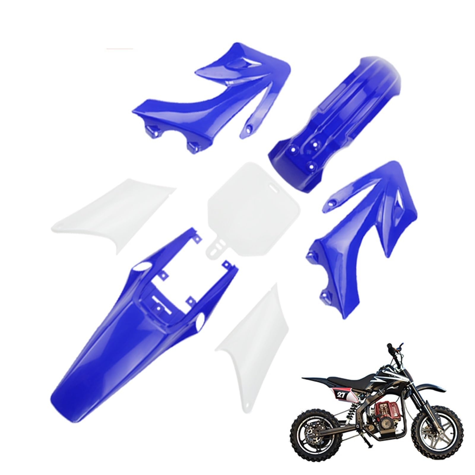 JPLZOM Off Road Motorrad Kunststoff Verkleidung Body Kits Dirt Bike Mud Set, for Apollo, Orion 110CC 125CC 150CC Zubehör Motorradverkleidungs-Kits(Blue) von JPLZOM