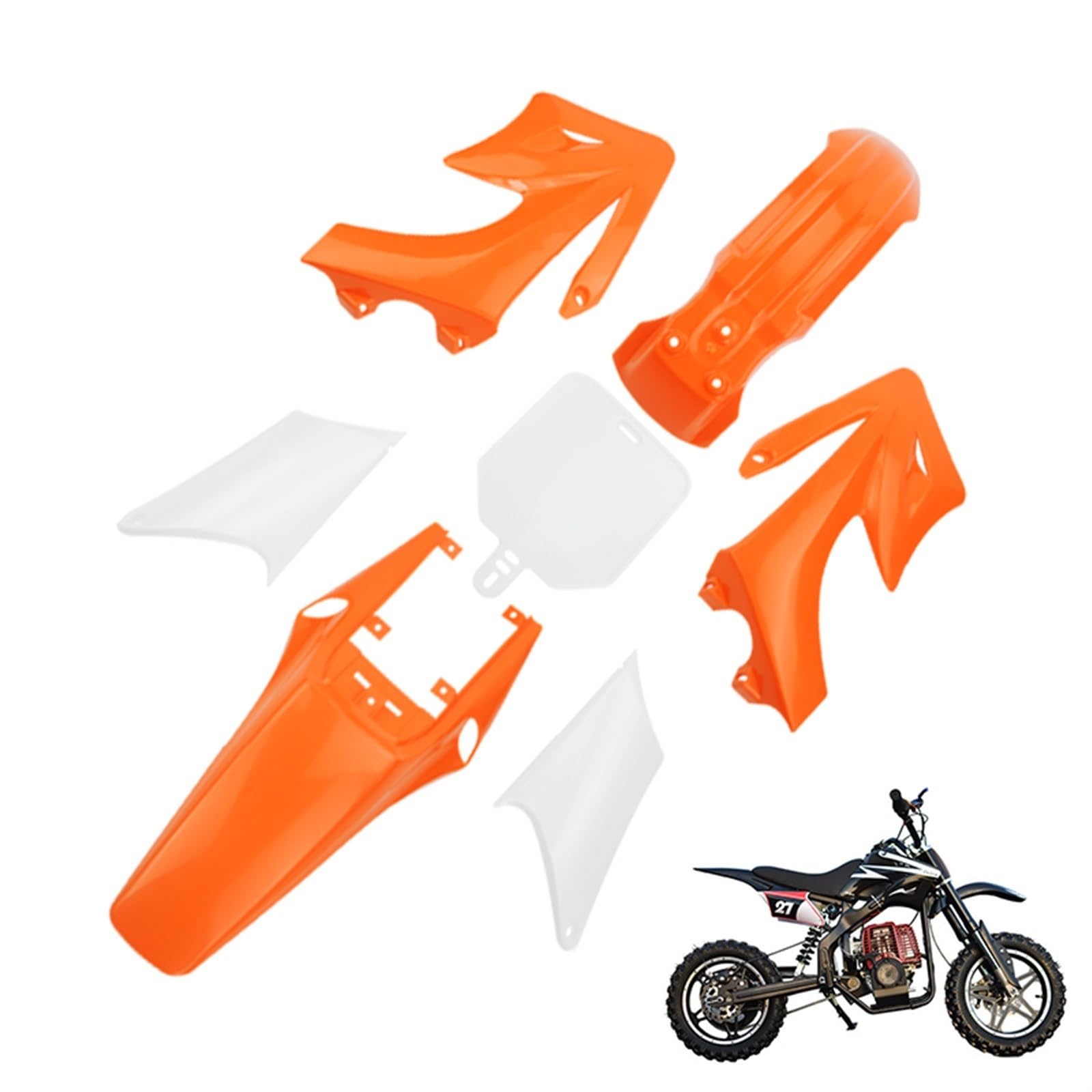 JPLZOM Off Road Motorrad Kunststoff Verkleidung Body Kits Dirt Bike Mud Set, for Apollo, Orion 110CC 125CC 150CC Zubehör Motorradverkleidungs-Kits(Orange) von JPLZOM