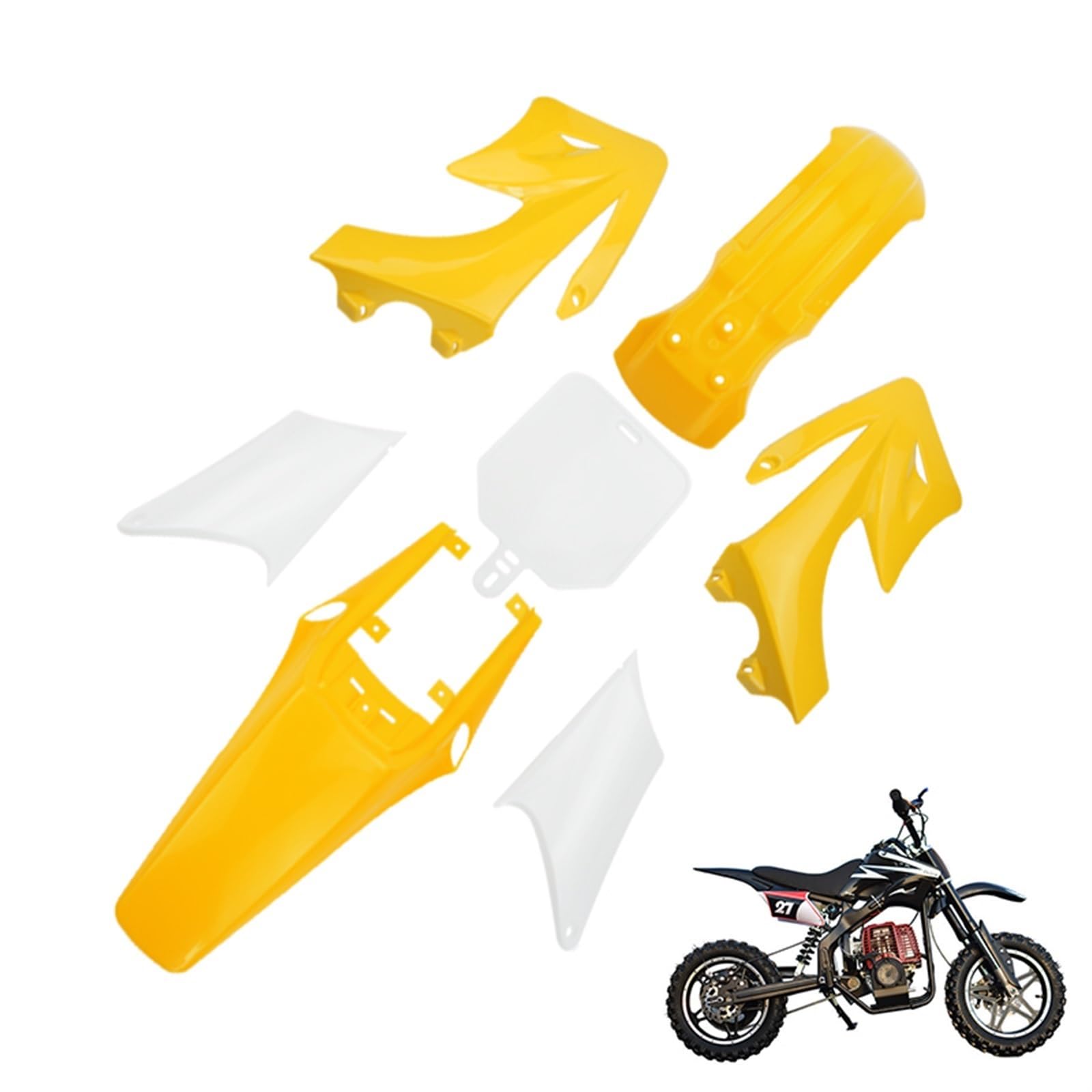 JPLZOM Off Road Motorrad Kunststoff Verkleidung Body Kits Dirt Bike Mud Set, for Apollo, Orion 110CC 125CC 150CC Zubehör Motorradverkleidungs-Kits(Yellow) von JPLZOM