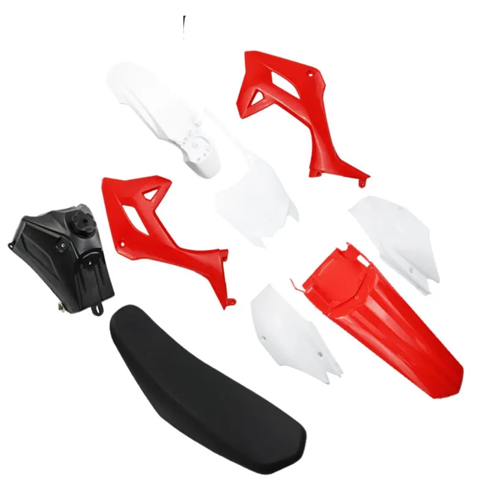 JPLZOM Teile Motorrad Kunststoff Verkleidung Body Kit CRF 125 2022, for Sitzkissen Kraftstofftank CRF125 Dirt Pit Bike Zubehör Motorradverkleidungs-Kits(Red White) von JPLZOM