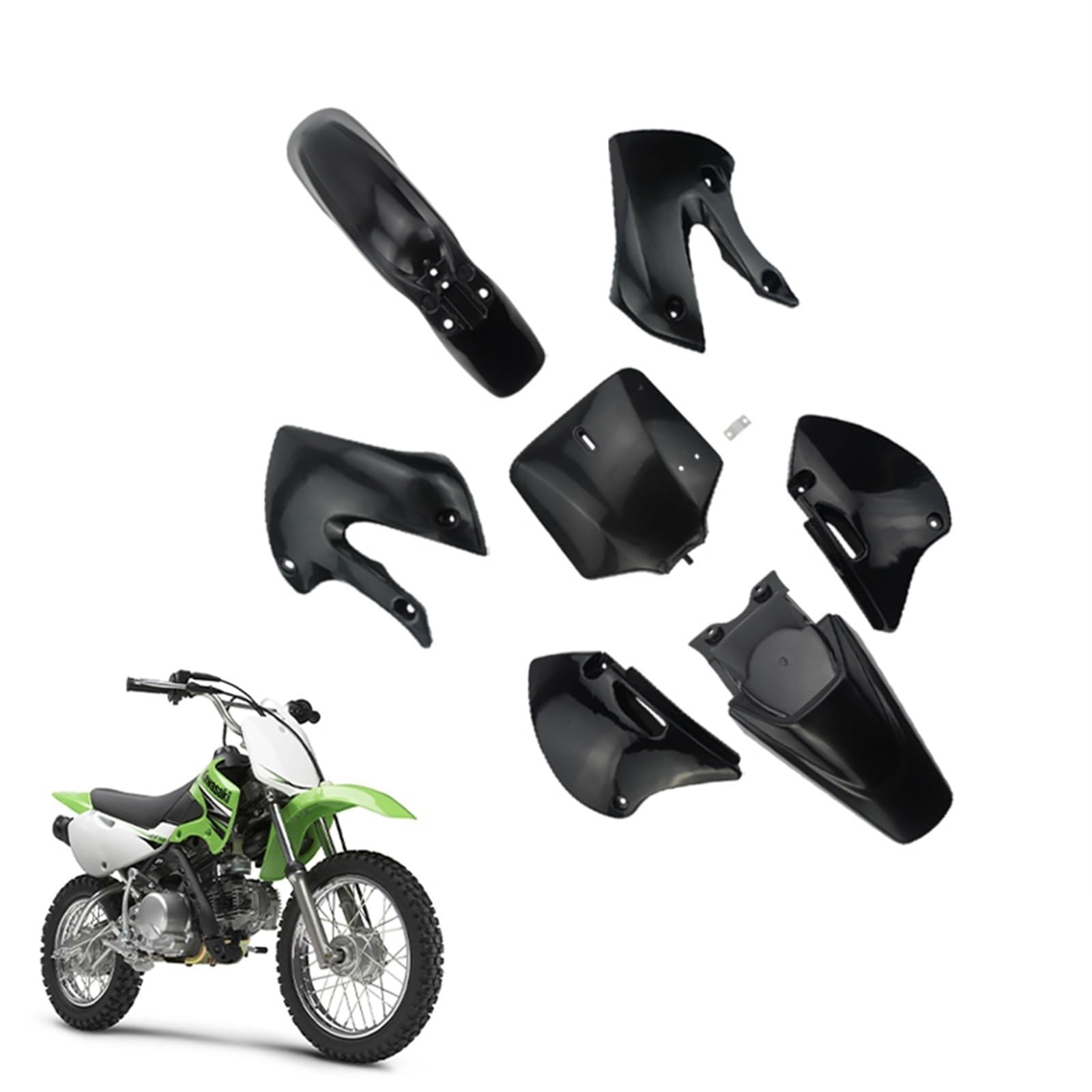 JPLZOM Wiederverwendbares PP-Kunststoff-Spritzguss-Verkleidungsset, BBR-Dirt-Bike-Motorrad-Karosserieset Motorradverkleidungs-Kits(Black) von JPLZOM