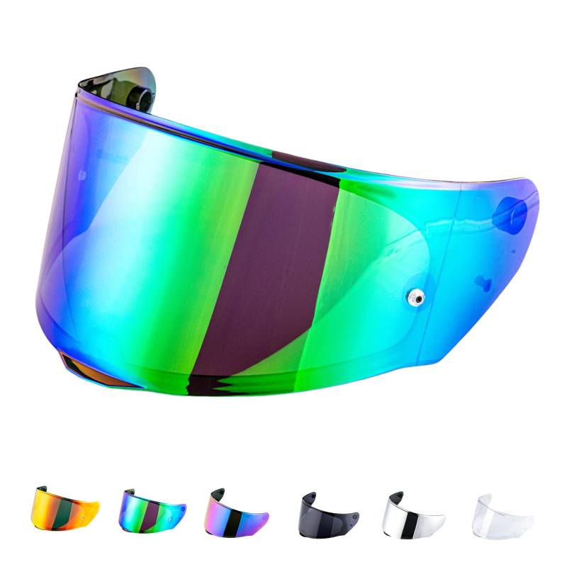 Helmvisier für Assault/Rapid/Stream,Motorradhelm Visier für LS2 FF800/FF353/FF328,Motorrad Windschutz Helm Objektiv Visier Vollgesichts,Helmvisiere Zubehör Ersatz(Chrom Grün) von JQF Gear