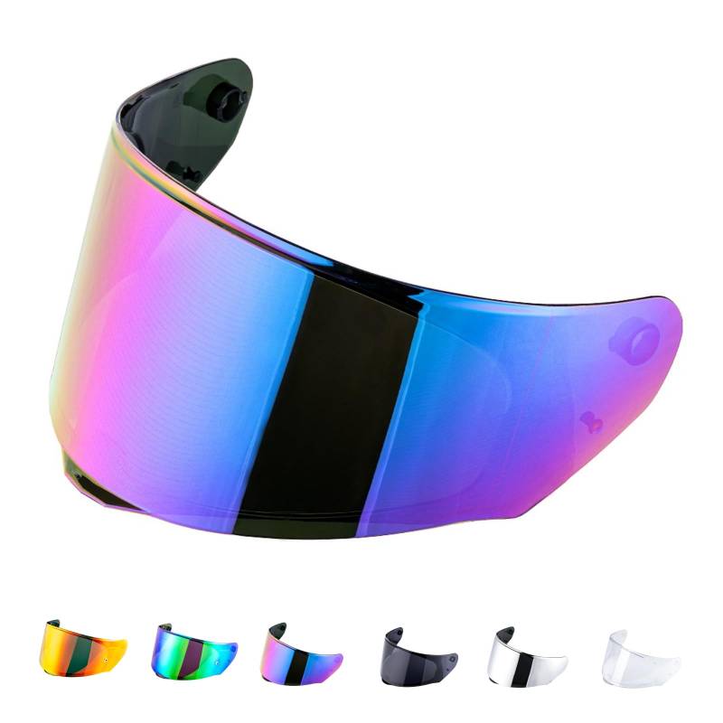 Helmvisier für Assault/Rapid/Stream,Motorradhelm Visier für LS2 FF800/FF353/FF328,Motorrad Windschutz Helm Objektiv Visier Vollgesichts,Helmvisiere Zubehör Ersatz(Regenbogen) von JQF Gear