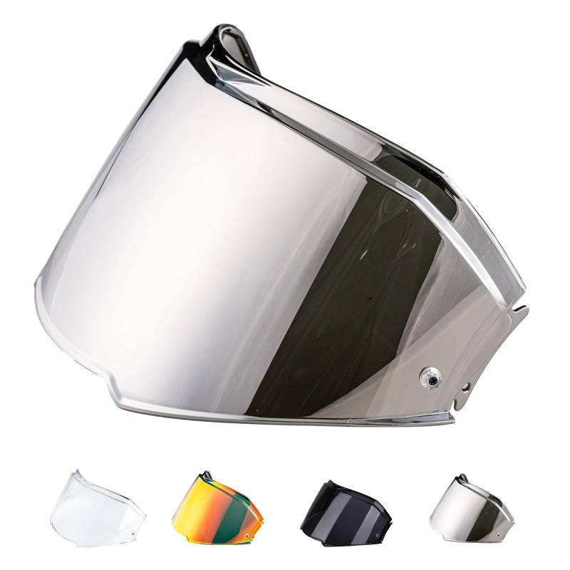 Helmvisier für FF900 Valiant 2,Motorradhelm Visier,Motorrad Windschutz Helm Objektiv,Helm Visier mit Anti-Beschlag-Nagelbefestigung (Chrom Silber) von JQF Gear