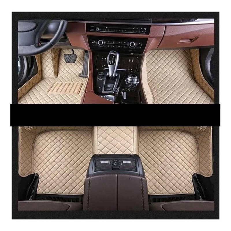 Allwetter fußmatten Auto Für Hyundai Für Accent 2017 2018 2019 2020 2021 2022 2023 Custom Car Fußmatten Auto Teppiche Fuß Coche Zubehör Automatten-Set(Beige) von JQIWN