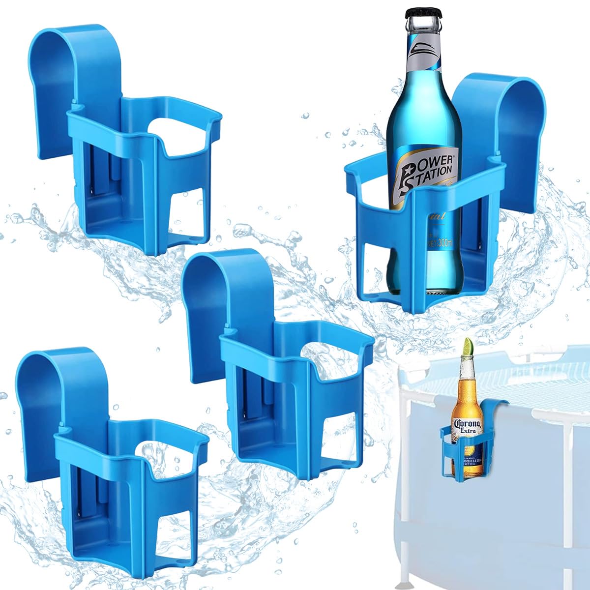 Pool Getränkehalter, 4 Stück Poolrand Getränkehalter aus Kunststoff, Multifunktionaler Poolside Cup Holder, Poolside Dosenhalter, Pool Becherhalter zum Abstellen von Getränken und Gegenständen von JRDFHT